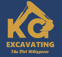 KG Excavating logo — gold excavator mark, The Dirt Whisperer